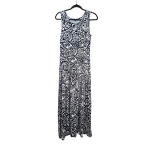 Talbots Womens XS Paisley Long Length Maxi Dress Sleeveless Keyhole Cotton Modal